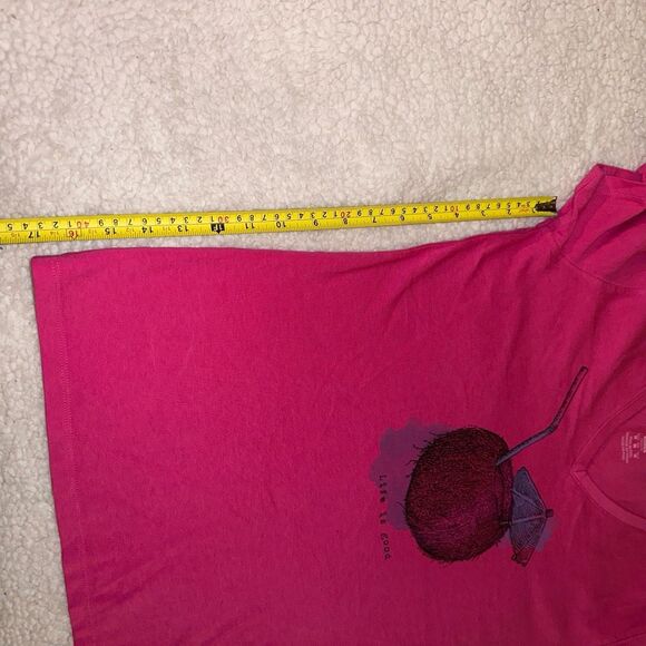 Life is Good Classic V Neck Pina Colada Pink Graphic Tee  Medium EUC - Picture 8 of 9